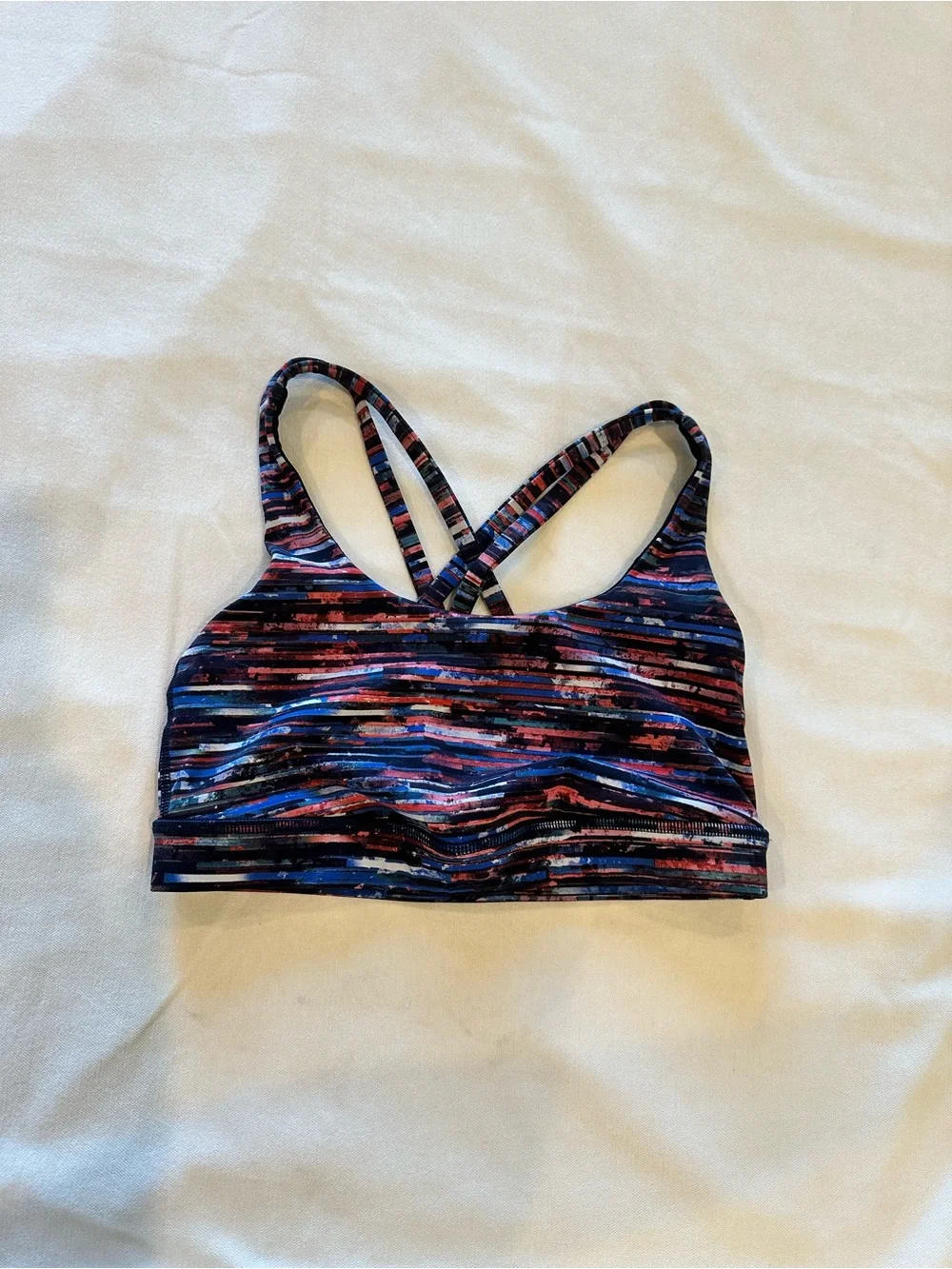 lululemon athletica Striped Multi-Color Sports Bra — Navy, Blue, Pink